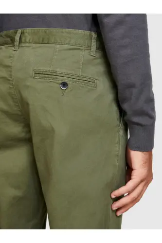 Мужские брюки чино хаки slim fit с винтажным эффектом - 1
