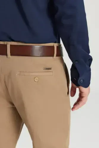 Мужские брюки чинос Camel Canvas Slim Fit, узкого кроя, эластичные, с боковым карманом, цвет Camel. - 7