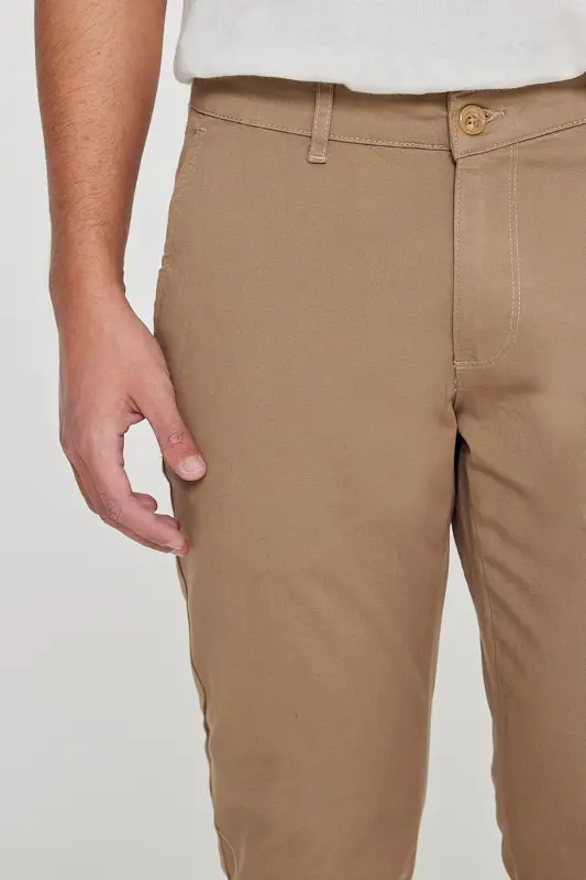Мужские брюки чинос Camel Canvas Slim Fit, узкого кроя, эластичные, с боковым карманом, цвет Camel. - 7
