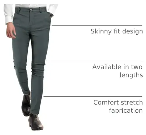 Мужские брюки чинос GINGTTO Slim Fit Stretch с плоским передком | Суперэластичные, несминаемые, для бизнеса, свадеб, гольфа, свиданий и повседневной носки - 4