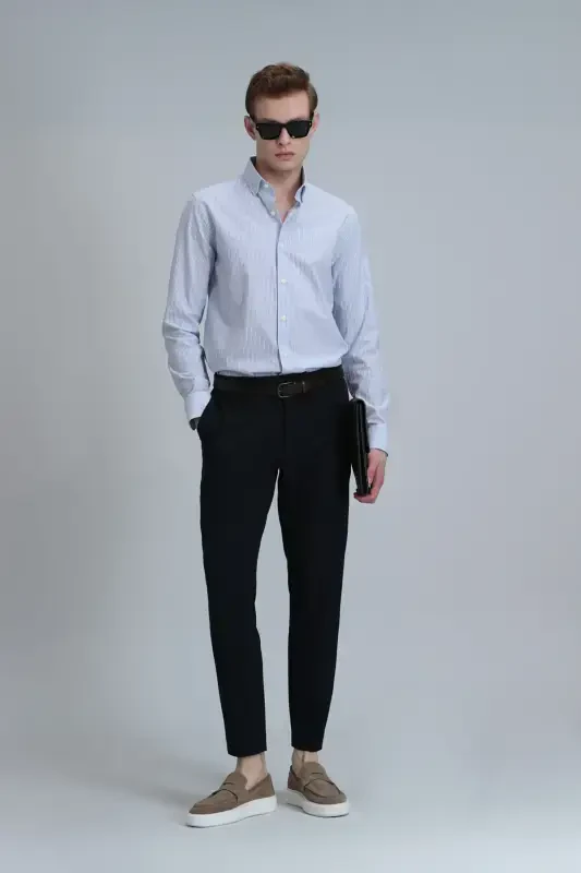 Мужские брюки чинос Hery Smart Slim Fit темно-синего цвета - 3