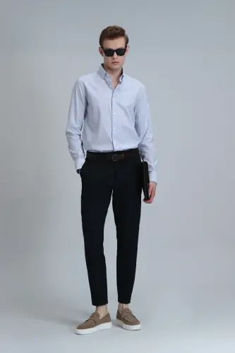 Мужские брюки чинос Hery Smart Slim Fit темно-синего цвета - 3