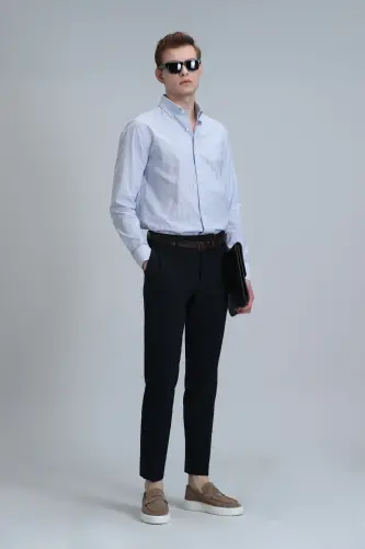 Мужские брюки чинос Hery Smart Slim Fit темно-синего цвета - 4