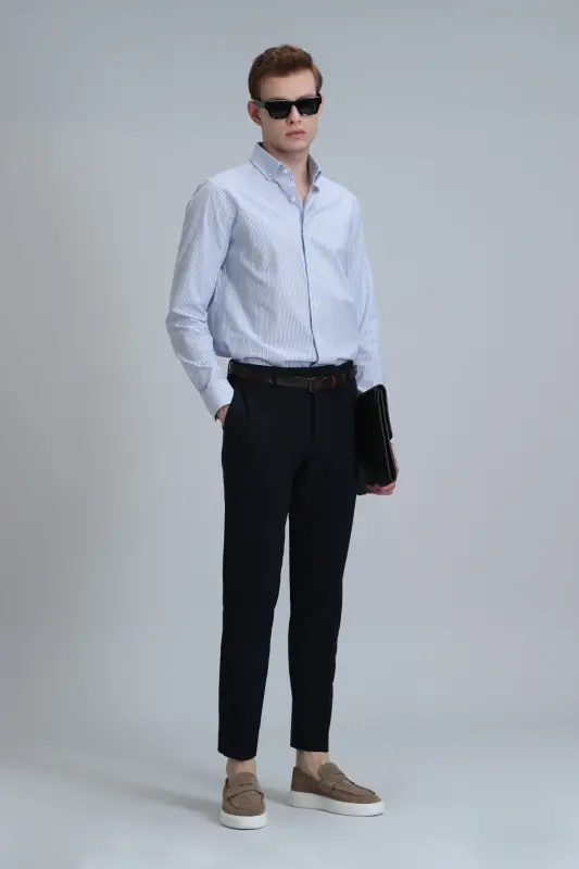 Мужские брюки чинос Hery Smart Slim Fit темно-синего цвета - 1