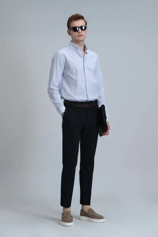 Мужские брюки чинос Hery Smart Slim Fit темно-синего цвета - 4