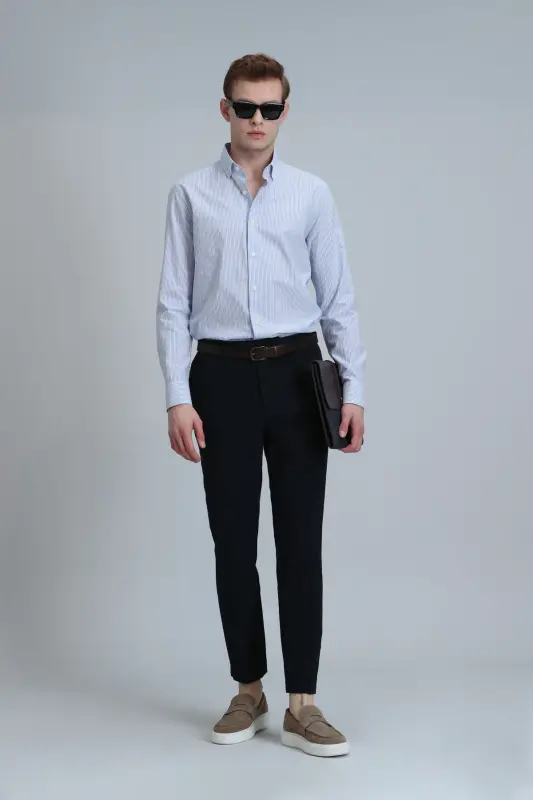 Мужские брюки чинос Hery Smart Slim Fit темно-синего цвета - 5