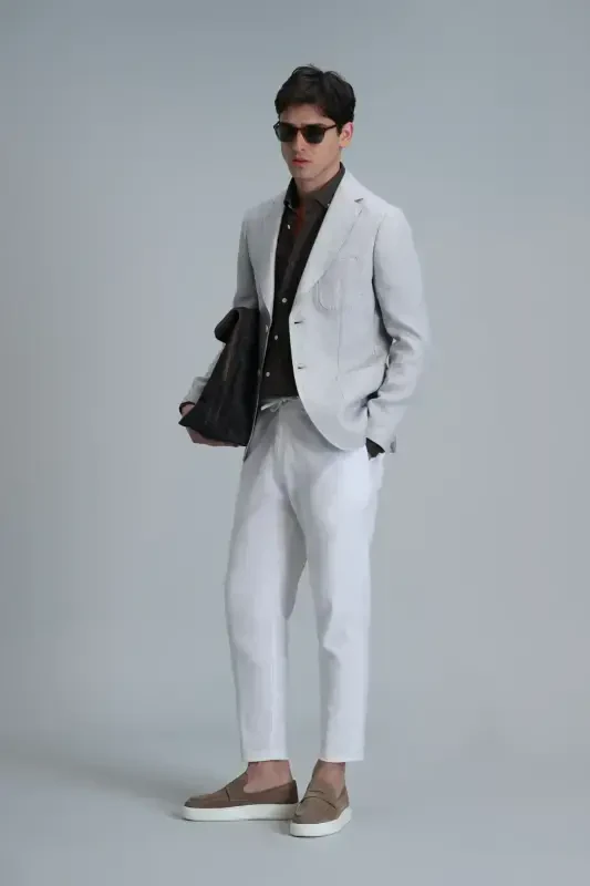 Мужские брюки чинос Leo Smart Slim Fit Белый - 3