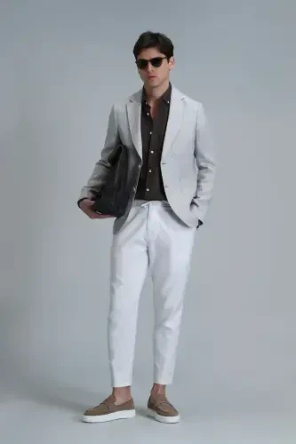 Мужские брюки чинос Leo Smart Slim Fit Белый - 5