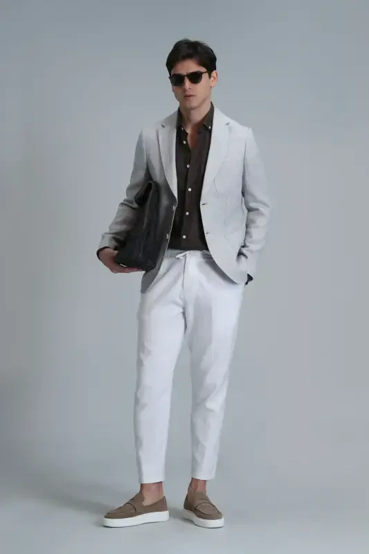 Мужские брюки чинос Leo Smart Slim Fit Белый - 5