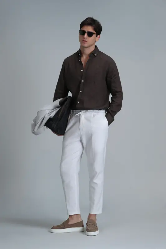 Мужские брюки чинос Leo Smart Slim Fit Белый - 4