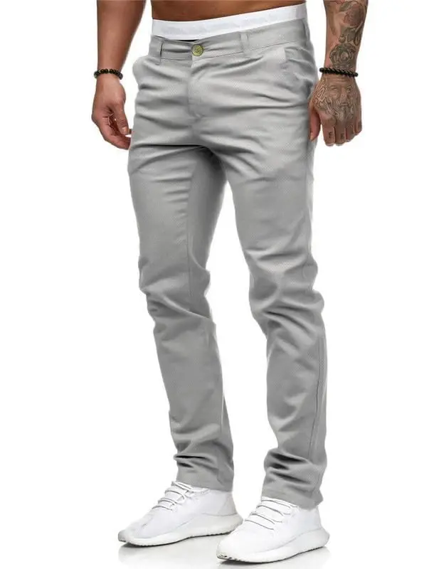 Мужские брюки чинос Slim Fit эластичные узкие классические брюки - 4