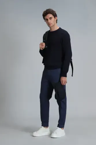 Мужские брюки чинос Tom Smart Slim Fit темно-синего цвета - 3