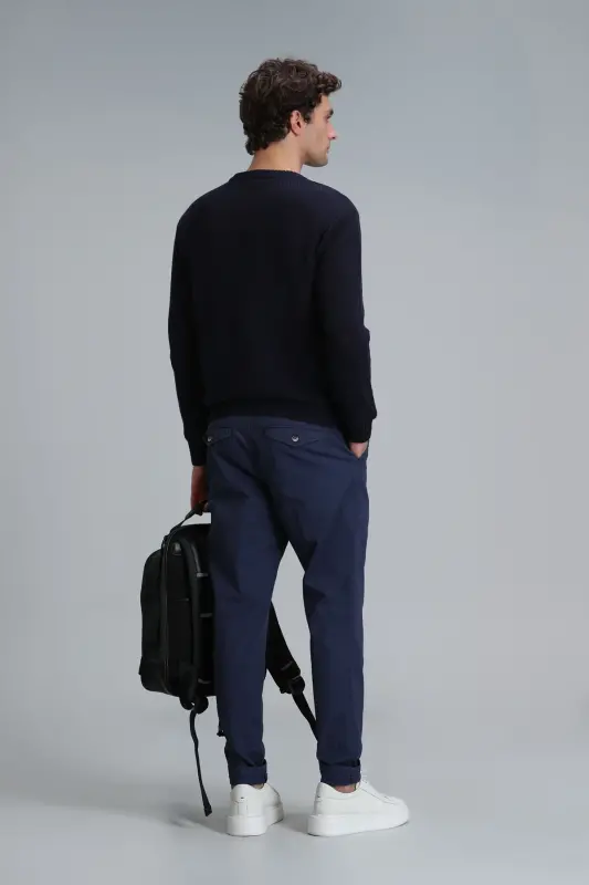 Мужские брюки чинос Tom Smart Slim Fit темно-синего цвета - 6