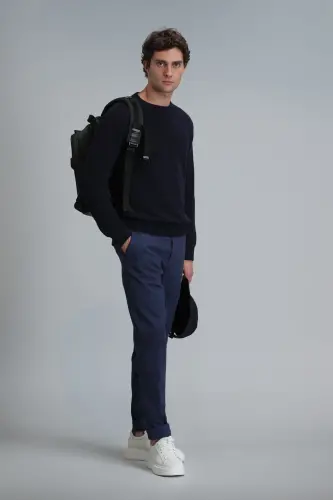 Мужские брюки чинос Tom Smart Slim Fit темно-синего цвета - 4