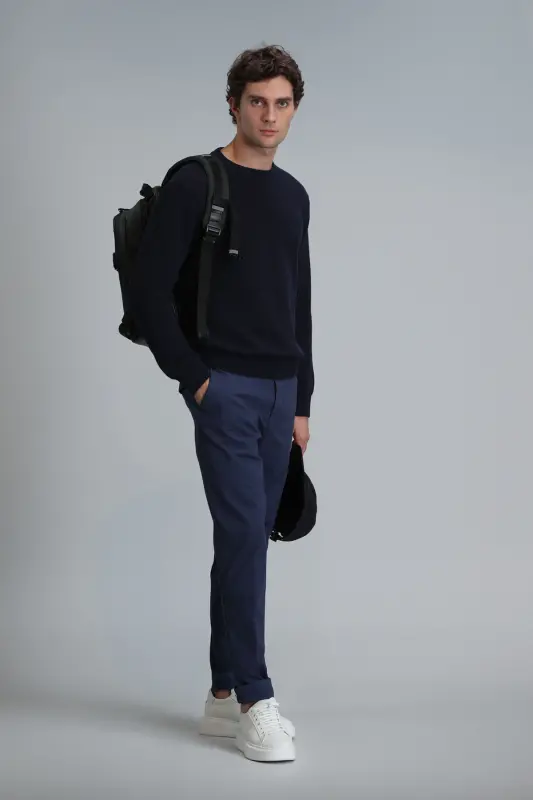 Мужские брюки чинос Tom Smart Slim Fit темно-синего цвета - 4
