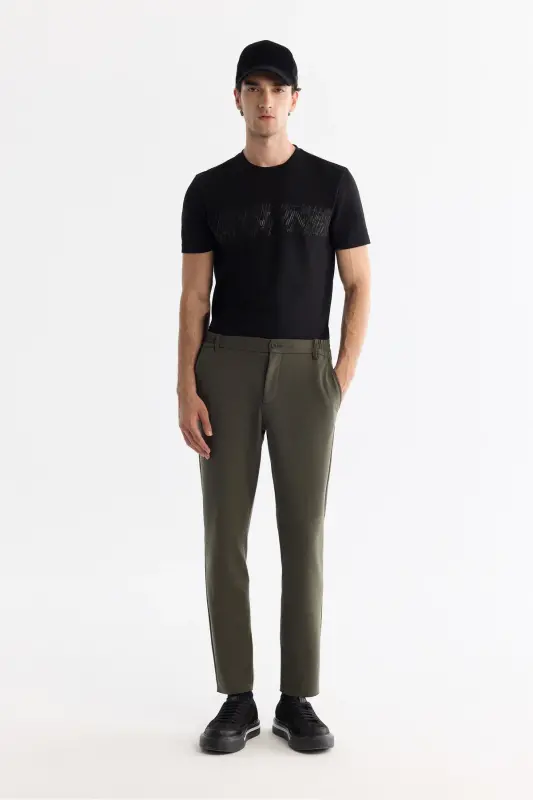Мужские брюки цвета хаки Slim Fit, немнущиеся, быстросохнущие, на талии La - 1