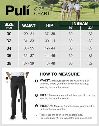 Мужские брюки для гольфа Puli Stretch Slim Fit Dress Casual Work Hiking Tapered Waterproof Pants with Pockets - 6