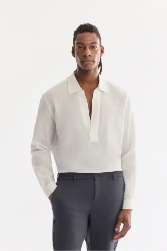 Мужские брюки Issos Relaxed Fit в антрацитовом цвете с эластичным поясом из 100% льна B003032 - AVVA (1)