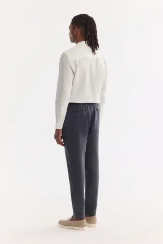 Мужские брюки Issos Relaxed Fit в антрацитовом цвете с эластичным поясом из 100% льна B003032 - 6