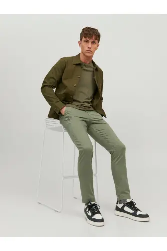 Мужские брюки Jack&Jones Slim Fit зеленого цвета - 3