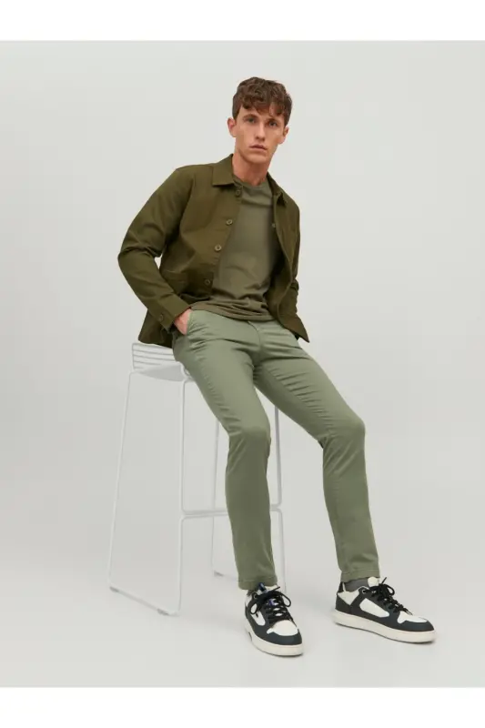 Мужские брюки Jack&Jones Slim Fit зеленого цвета - 3
