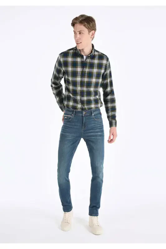 Мужские брюки Karl прямого кроя с низкой талией и прямыми штанинами, синего цвета - 3