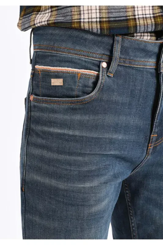 Мужские брюки Karl прямого кроя с низкой талией и прямыми штанинами, синего цвета - 5