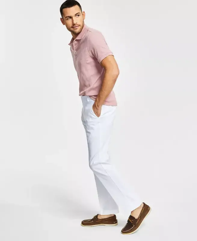 Мужские брюки Modern-Fit TH Flex Stretch Solid Performance — белые - TOMMY HILFIGER
