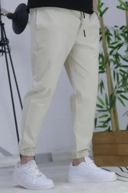 Мужские брюки-парашюты джоггеры11-Бежевый - 3