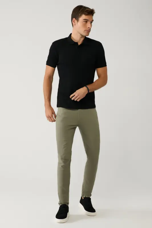 Мужские брюки Perge Slim Fit из смешанной ткани с армированным поясом, классического покроя, 5 карманов, хаки A41Y3071 - AVVA