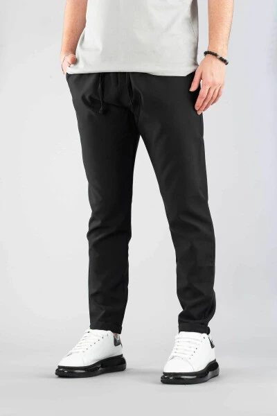 Мужские брюки с эластичным поясом Slim Fit из эластичного лайкры, базового хлопка, джоггеры - 6