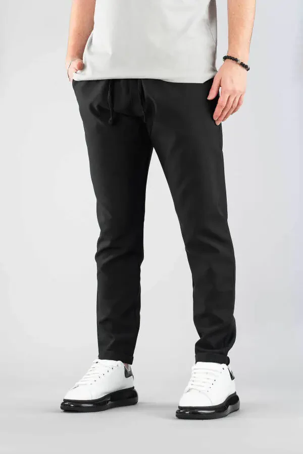 Мужские брюки с эластичным поясом Slim Fit из эластичного лайкры, базового хлопка, джоггеры - 6