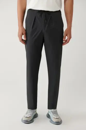 Мужские брюки с эластичным поясом, шнурком, карманами на молнии, водоотталкивающие, бистретч, свободного кроя, антрацитовый цвет A41y3235 - AVVA (1)