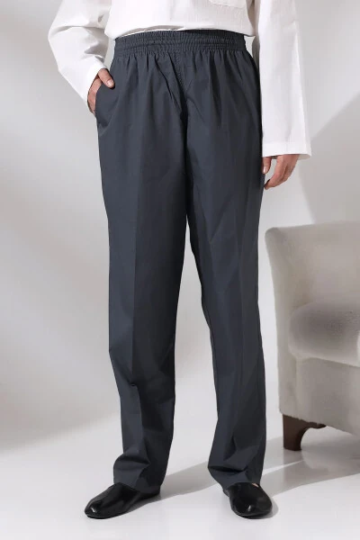 Мужские брюки-шаровары изо льна для хаджа и умры, дымчато-серый тополь, с комфортной посадкой и резинкой на талии - IHVAN ONLINE