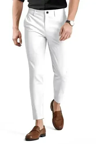 Мужские брюки Slim Fit, эластичные, модные клетчатые брюки скинни. - 2