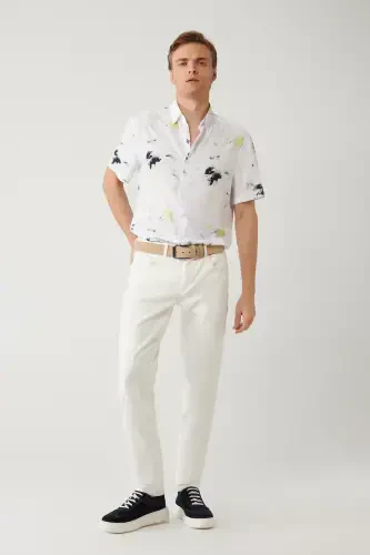 Мужские брюки Slim Fit из эластичного материала с эффектом стирки экрю A41y3504 - AVVA (1)