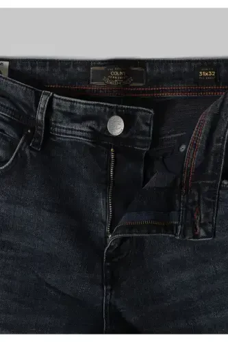 Мужские брюки узкого кроя, низкой посадки, зауженные, темно-синего цвета. - 8