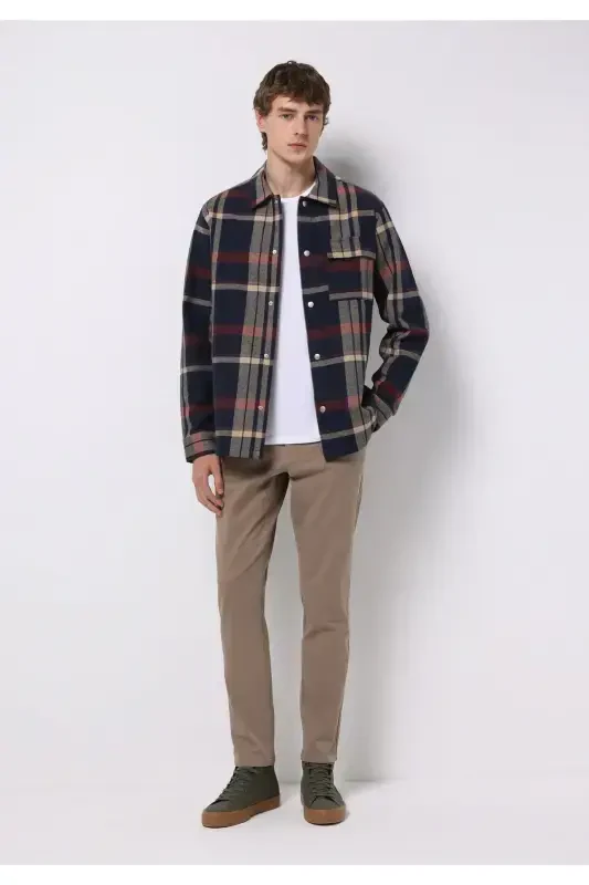 Мужские брюки, зауженные, средней посадки, прямого кроя, бежевые (Cl1049749) - 1