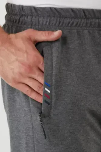 Мужские черные антрацитовые спортивные штаны-двойка, молния, карман, вышивка, прямой крой, удобная посадка-черный - 4