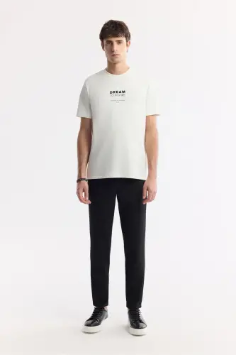 Мужские черные брюки чино Nora Slim Fit с эластичной боковой талией и вафельной тканью B003033 - 6