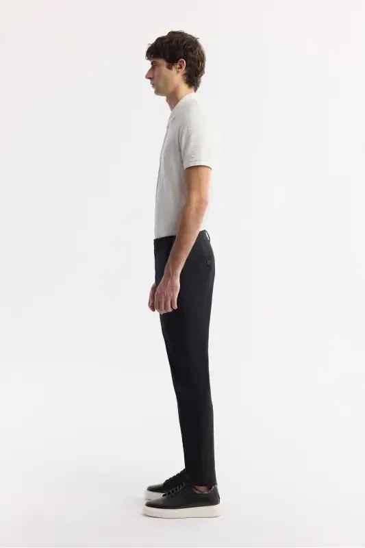 Мужские черные брюки чинос Lamus Slim Fit с классической талией, мягкой фактурой и зауженным кроем B003035 - 2