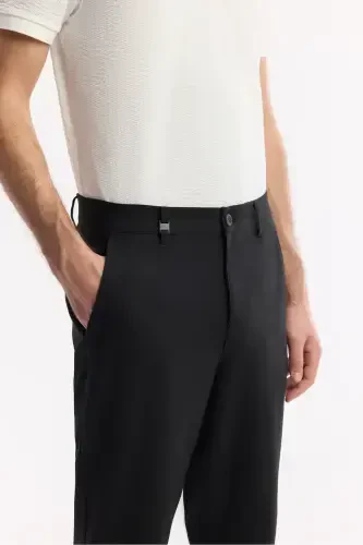 Мужские черные брюки чинос Lamus Slim Fit с классической талией, мягкой фактурой и зауженным кроем B003035 - 4