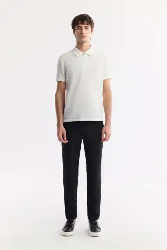 Мужские черные брюки чинос Lamus Slim Fit с классической талией, мягкой фактурой и зауженным кроем B003035 - 1