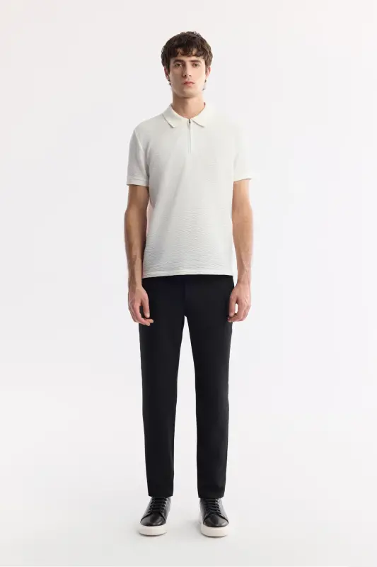 Мужские черные брюки чинос Lamus Slim Fit с классической талией, мягкой фактурой и зауженным кроем B003035 - AVVA