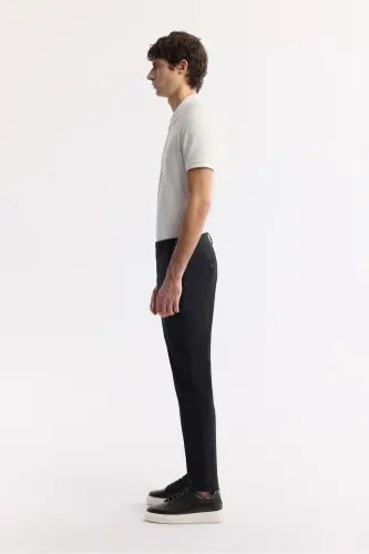Мужские черные брюки чинос Lamus Slim Fit с классической талией, мягкой фактурой и зауженным кроем B003035 - AVVA (1)