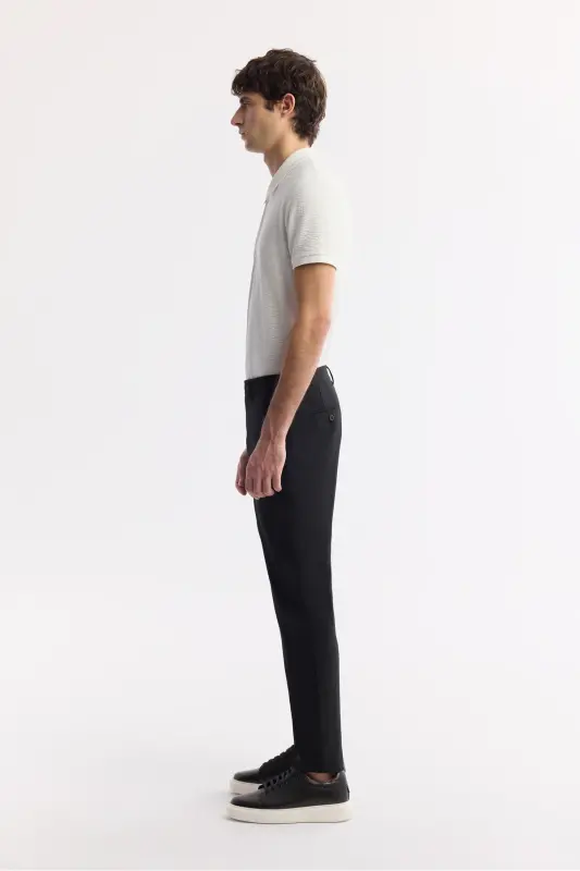 Мужские черные брюки чинос Lamus Slim Fit с классической талией, мягкой фактурой и зауженным кроем B003035 - 2
