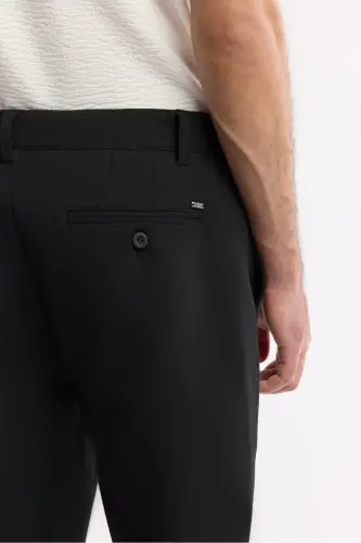 Мужские черные брюки чинос Lamus Slim Fit с классической талией, мягкой фактурой и зауженным кроем B003035 - 5