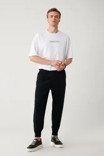 Мужские черные брюки Smyrna Baggy Fit с классической талией, складками и трикотажем A41y3075 