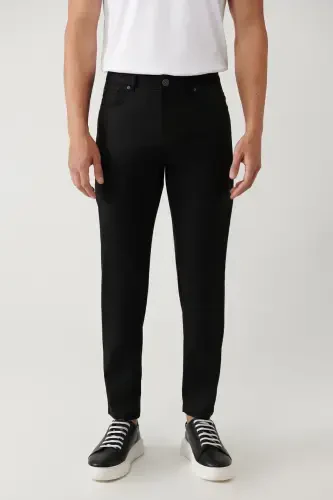 Мужские черные классические брюки с усиленным поясом, 5 карманов, Perge Slim Fit A41Y3071 - AVVA (1)