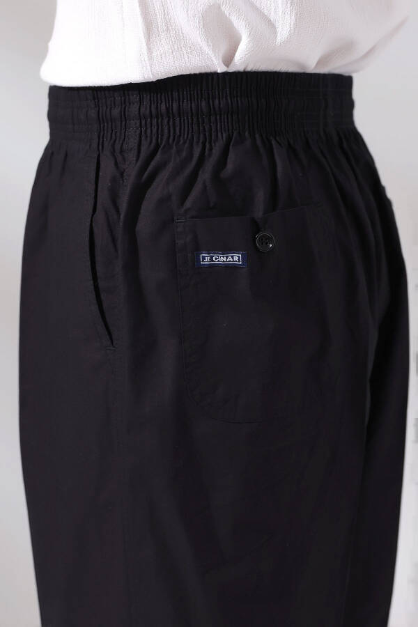 Мужские черные хлопковые свободные брюки-шаровары для хаджа и умры из льна с эластичным поясом - 3